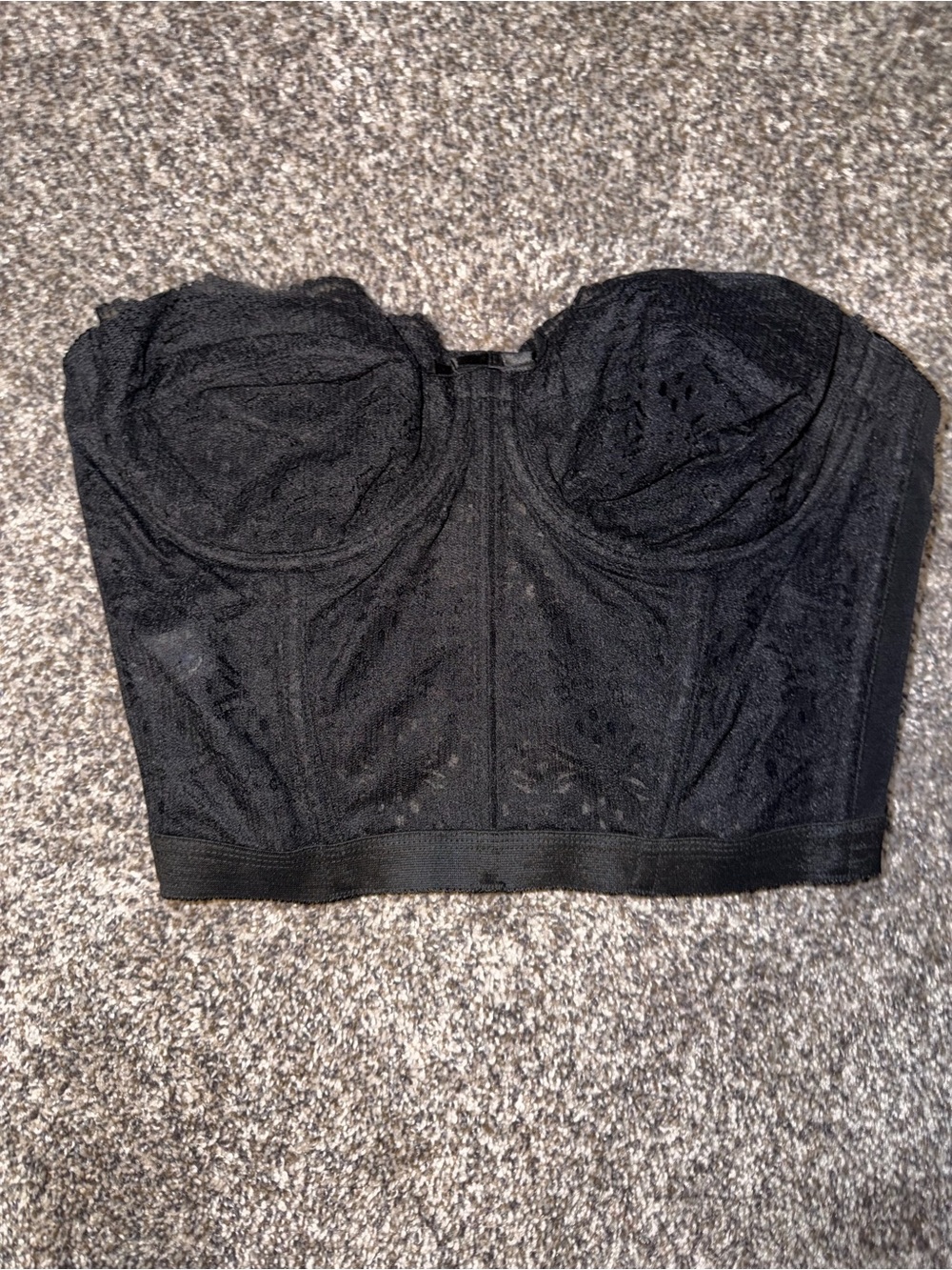 Black Lace Bustier Crop Top - Women Tops